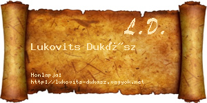 Lukovits Dukász névjegykártya